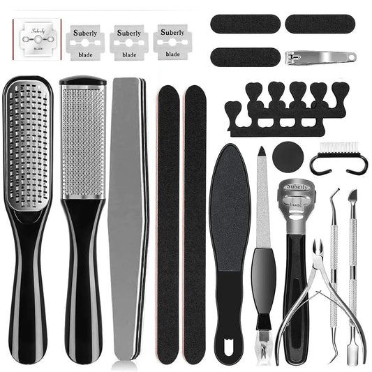 Pedicure Kit 8/10/23 in 1 Stainless Steel Professional Pedicure Tools Set Foot Rasp Peel Callus Dead Skin Remover