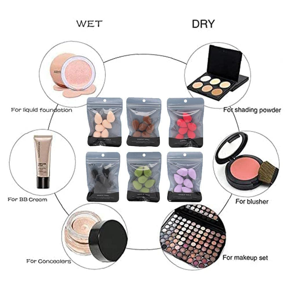 12Pcs Black Mini Makeup Sponge, Concealer Highlight,And Eye Shadow Black Small Beauty Sponge Blender Set for Foundation,Powder, Sponges, Makeup Brushes and Tools