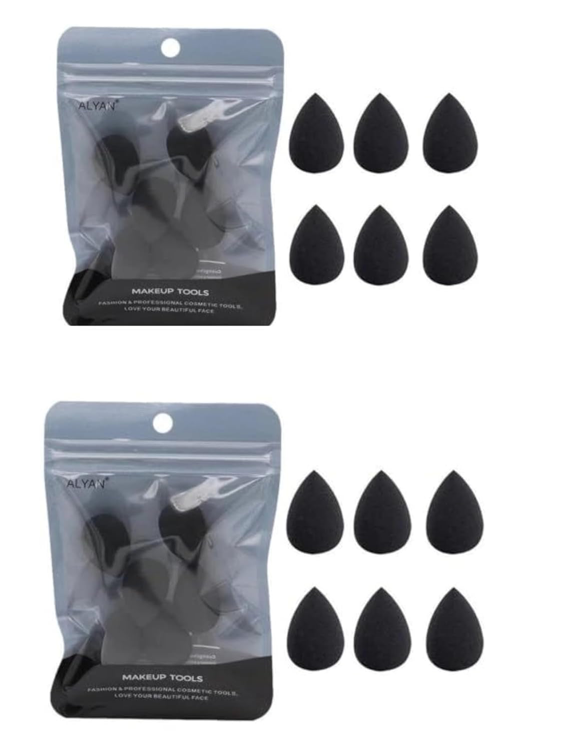 12Pcs Black Mini Makeup Sponge, Concealer Highlight,And Eye Shadow Black Small Beauty Sponge Blender Set for Foundation,Powder, Sponges, Makeup Brushes and Tools